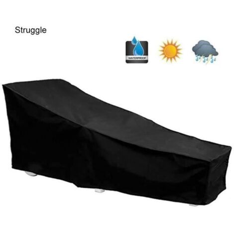 Housse Bain de Soleil Chaise Longue Jardin Terrasse, Couverture Protection Bâche Bain de Soleil Chaise Longue 208 x 79 x 76cm, Noir