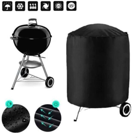 Housse Barbecue Bâche Couverture 77 x H 58cm Rond Housse Bâche de Protection BBQ Couverture Anti-poussière Noir
