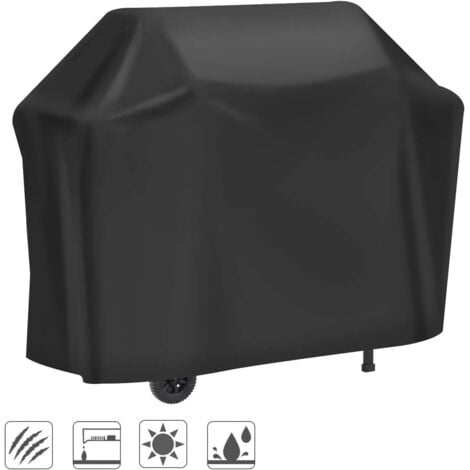 LITZEE Housse Barbecue, Bâche Résistante de 210D Oxford Protection BBQ à Gaz, Couverture de Grill Anti-Vent/Anti-UV/Anti-l'eau/Anti-l'Humidité/Antipoussière 147x61x117cm Noir