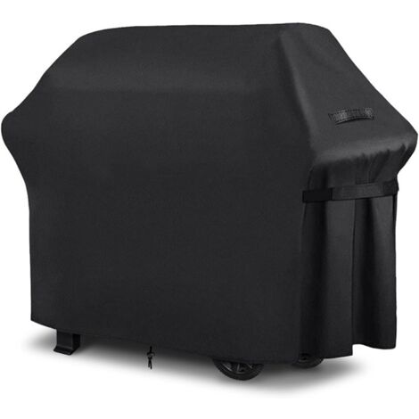 Housse Barbecue Exterieur, Barbecue Gaz, Oxford, Bâche de Protection BBQ avec Cordon Ajustable, Anti-Vent, Anti-UV, Impermeable, Noir, (145x61x117cm)