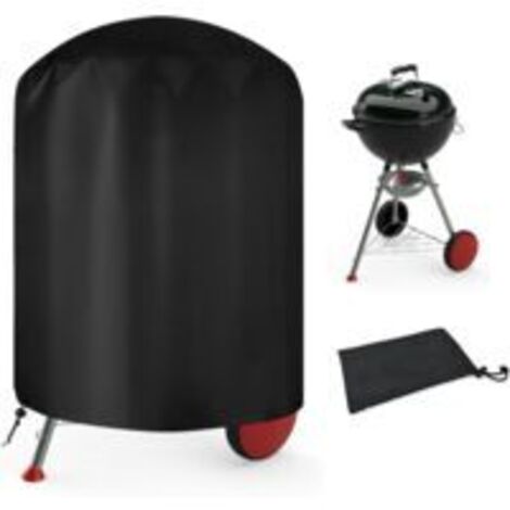 Housse Barbecue Exterieur Rond, Bâche de Protection BBQ Couverture Anti-UV/Anti-l'eau,210D Oxford, Ø61 x 72 cm, Housse Convient la Plupart des Grills