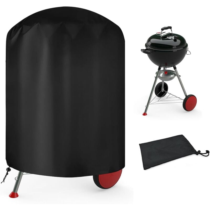 Housse Barbecue Exterieur Rond, Bâche de Protection BBQ Couverture Anti-UV/Anti-l'eau,210D Oxford, Ø61 x 72 cm, Housse Convient la Plupart des Grills