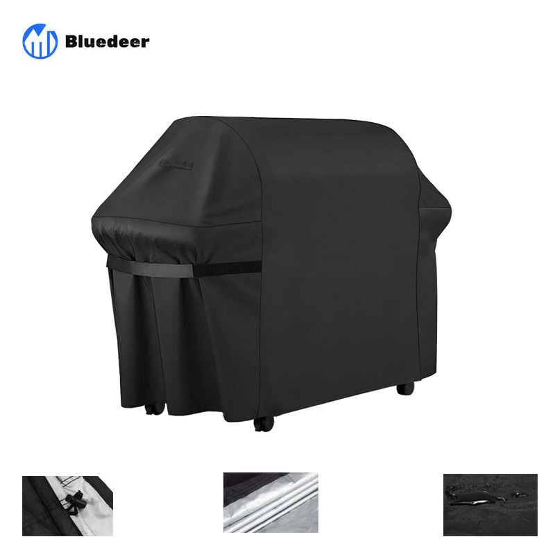 Ensoleille - Housse Barbecue Gaz, Bache Barbecue Exterieur Rectangulaire 145 x 61 x 117 CM,Housse Plancha 210D Etanche,Anti-UV Imperméable pour