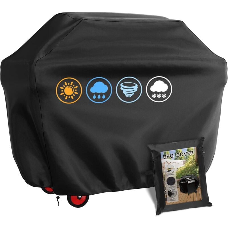 Housse Barbecue Gaz de Grill Anti-Vent/Anti-UV/Anti-l'eau/Anti-l'Humidité/Antipoussière, 145 x 61 x 117 cm, Noir
