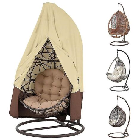 Housse beige résistante pour fauteuil suspendu en forme d'œuf, avec fermeture éclair, 115 x 190 cm