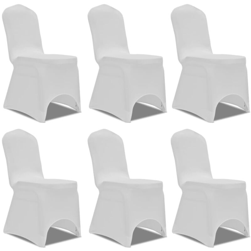 Housse blanche extensible pour chaise 6 pièces Housse blanche extensible pour chaise 6 pièces