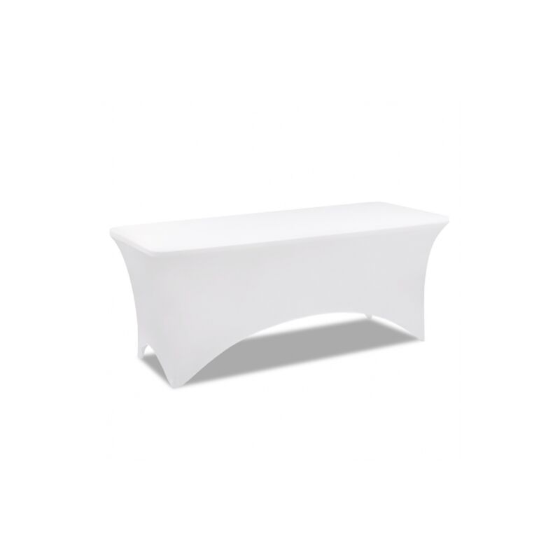 Idmarket – Housse extensible blanche pour table pliante rectangulaire jusqu'à 180 cm – Tissu polyester 165 gr/m² – Lavable en machine