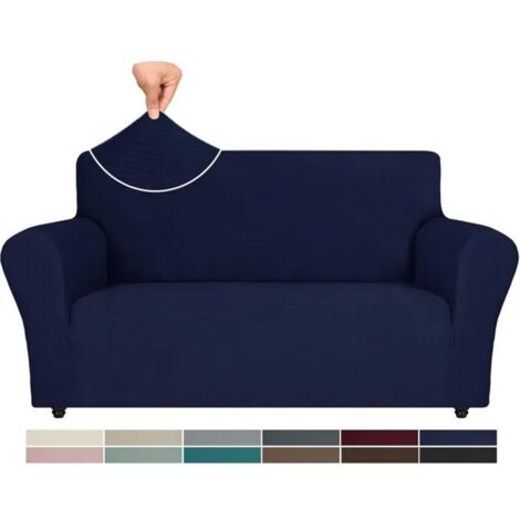 Housse Canapé 2 Places avec Accoudoirs, Housse de Canape Extensible, Protection Canape Chien, Hiver Sofa Cover, Bleu