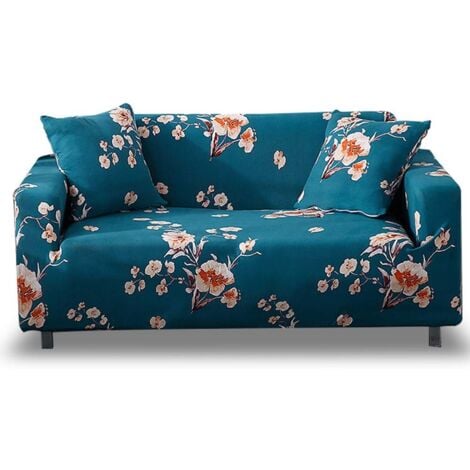 UMNUOU Housse Canape 3 Place avec Accoudoirs Housse de Canapé Extensible Housse de Fauteuil Couvre Canapé Elastique Housse pour Canape Protege de Meubles Universelle, fleur bleue