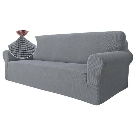 Housse Canapé 3 Places avec Accoudoirs Housses de Canapé extensible Universelle Housse Antidérapante housse canapé Gris Clair