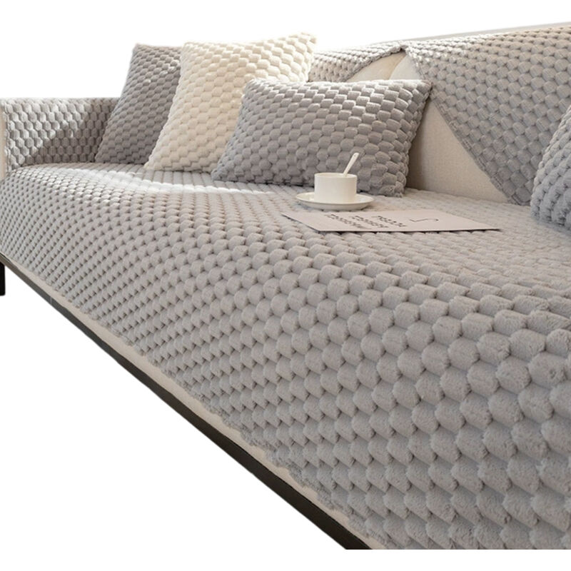 Housse Canapé d'Angle 4 Places - Couvre Canapé Antidérapant Avec Accoudoirs - Couverture en Forme De L - F-90x120cm