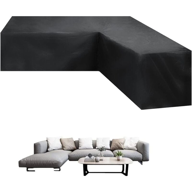 Housse Canapé d'angle de Jardin Étanche,210D Oxford Patio v Forme Housse De Canapé Imperméable, Coupe-Vent, Anti-UV Bâche Mobilier de Terrasse en