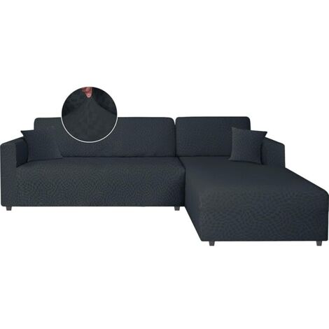 Housse Canapé d'angle Extensible 2 Pieces, Protection Canapé d'angle, Couvre Canapé d'angle avec Accoudoirs, Housse De Canapé Angle (1 Place+2 Place, Gris Foncé)