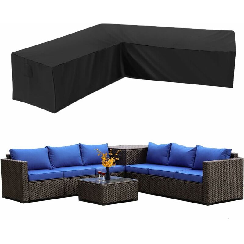 Housse Canapé d'angle Jardin Imperméable 210D Oxford Anti-Poussière Housse pour Meubles de Jardin Forme en L Couverture canapé de Coin (21521587)