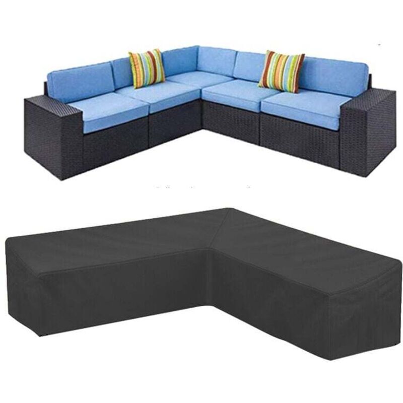 Housse Canapé d'angle Jardin Imperméable 210D Oxford Anti-Poussière Housse pour Meubles de Jardin Forme en l Couverture canapé de Coin (250 x 250 x