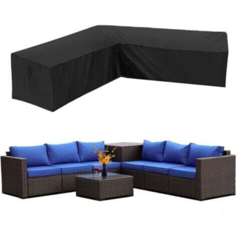 Housse Canapé d'angle Jardin Imperméable 210D Oxford Anti-Poussière Housse pour Meubles de Jardin Forme en L Couverture canapé de Coin (300×300×98cm)