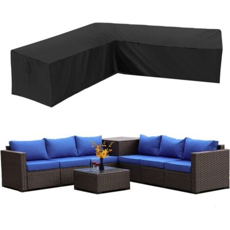 Housse Canapé d'angle Jardin Imperméable 210D Oxford Anti-Poussière Housse pour Meubles de Jardin Forme en L Couverture canapé de Coin (30030098cm)..DEBUNS
