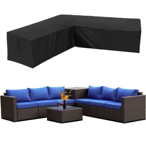 Housse Canapé d'angle Jardin Imperméable 210D Oxford Anti-Poussière Housse pour Meubles de Jardin Forme en L Couverture canapé de Coin (30030098cm)..DEBUNS
