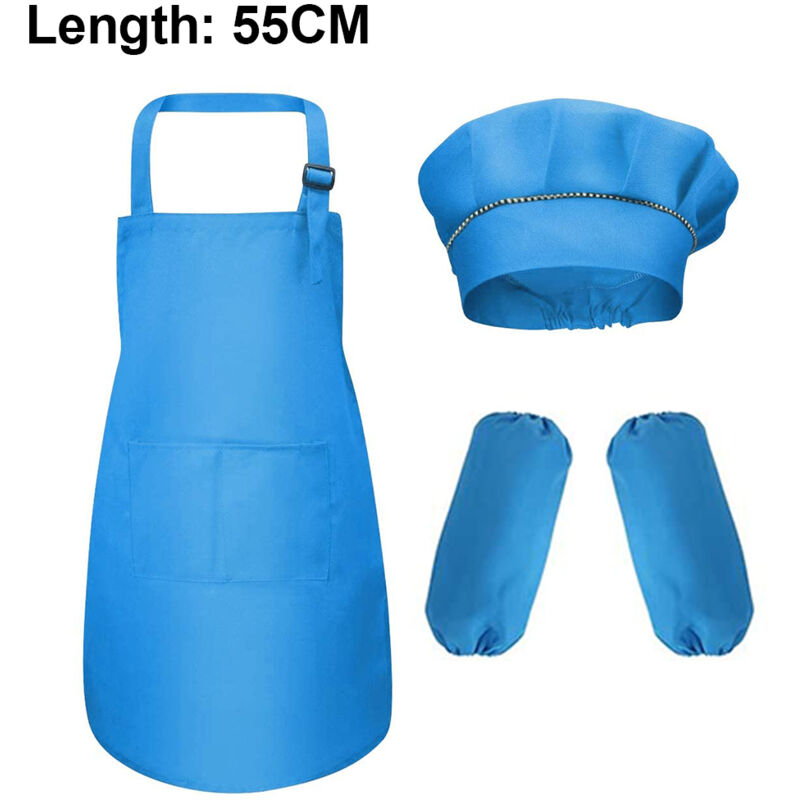 1 ensemble tablier et chapeau pour enfants et manches, tablier de chef pour enfants pour la cuisine, la pâtisserie