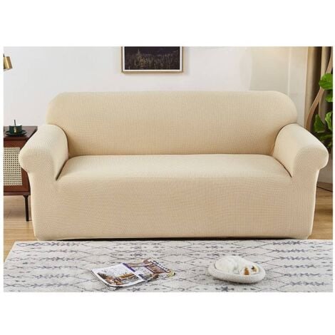 housse canapé Extensible 3 places 185-230cm Beige Couvre Canapé Elastique Universelle Revêtement de Canapé Housse de Protection pour Salon Chambre