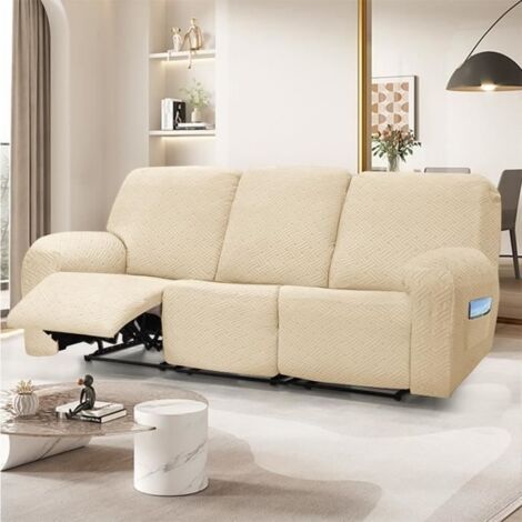 Housse Canapé Relax 3 Places,Housses de canapé Housse de chaise longue shiwares sofa Cover Blanc Ivoire