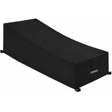 Housse Chaise Longue 210x75x40/80cm, Oxford 210D, Imperméable, Anti-UV, Noir