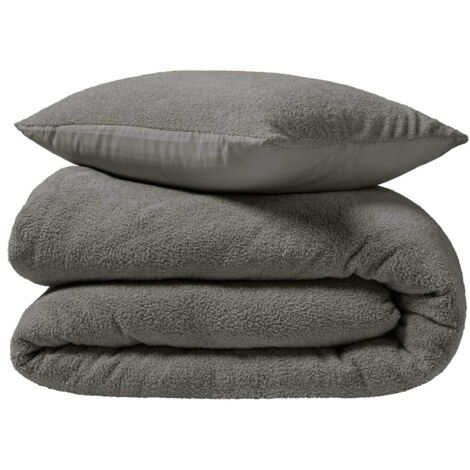 Housse couette + 2 taies 220 x 240 cm Bouclette anthracite