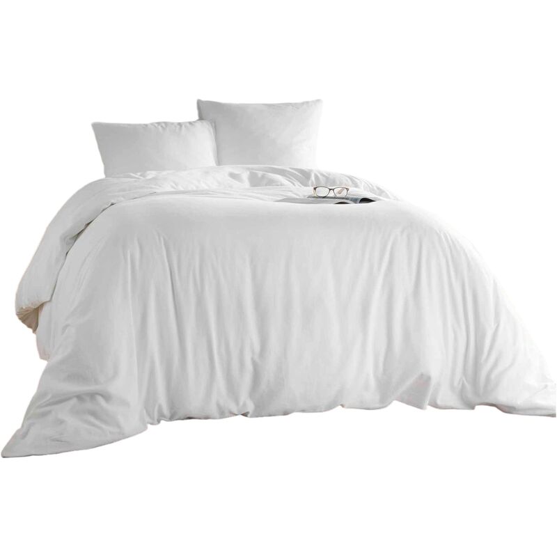 Housse couette + 2 taies 220 x 240 cm Maxime blanc