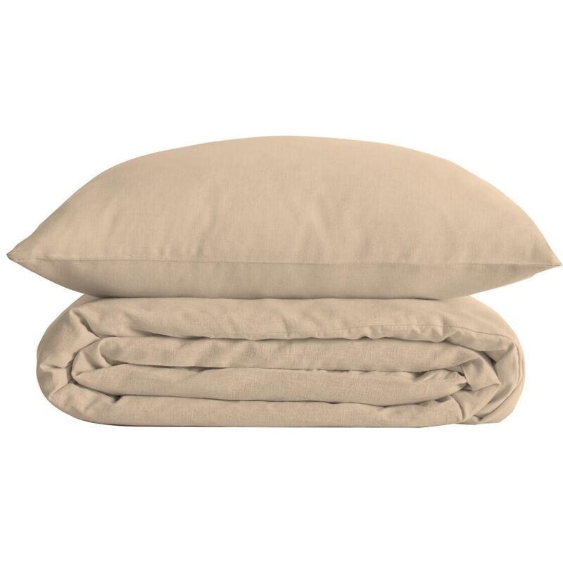 1001kdo - Housse couette + 2 taies 240 x 260 cm Percale de coton Uni lin