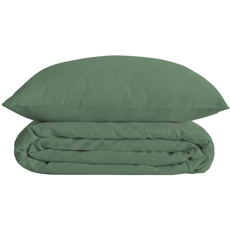 Housse couette + 2 taies 240 x 260 cm Percale de coton Uni tilleul