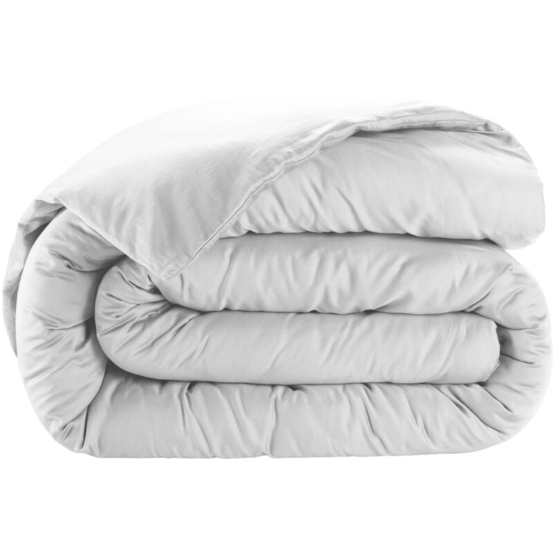 Atelier Du Coton - Housse couette satin de coton 240 x 260 cm uni blanc