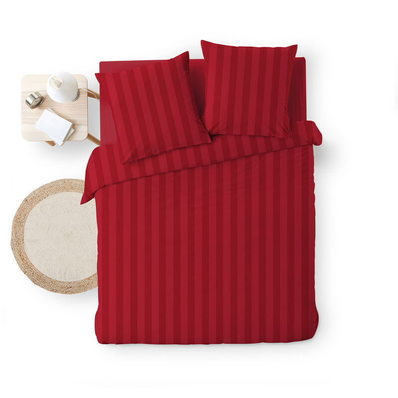 Douceur D'intérieur - Housse couette + taies microfibre 220 x 240 cm Clea rouge
