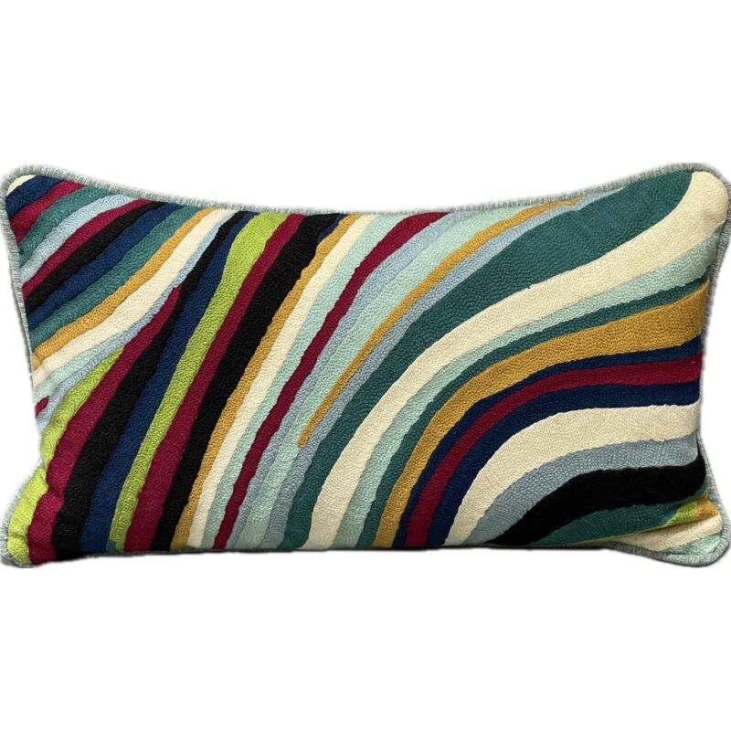 Housse Coussin lagon Pierre Frey broderie à la main, double face, 35x60cm