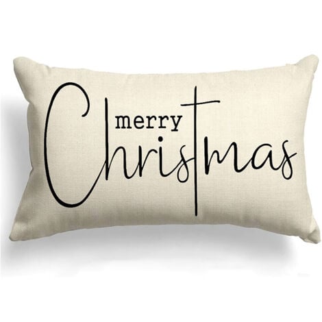 Housse Coussin Noel 30x50 Lot de 2 Housse Coussin 30x50 père Noël Wapiti Coton et Lin Décoratif Taie d'oreiller pour Decoration Noel 30 x 50 cm