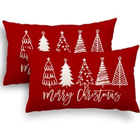 Housse Coussin Noel 30x50 Lot de 2 Housse Coussin 30x50 père Noël Wapiti Coton et Lin Décoratif Taie d'oreiller pour Decoration Noel 30 x 50 cm