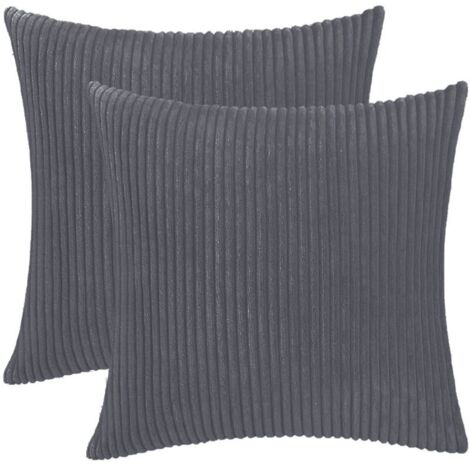 Housse Coussin Velours - 2 pièces, Housse Coussin Velours Gris Foncé 40x40cm - Rayée