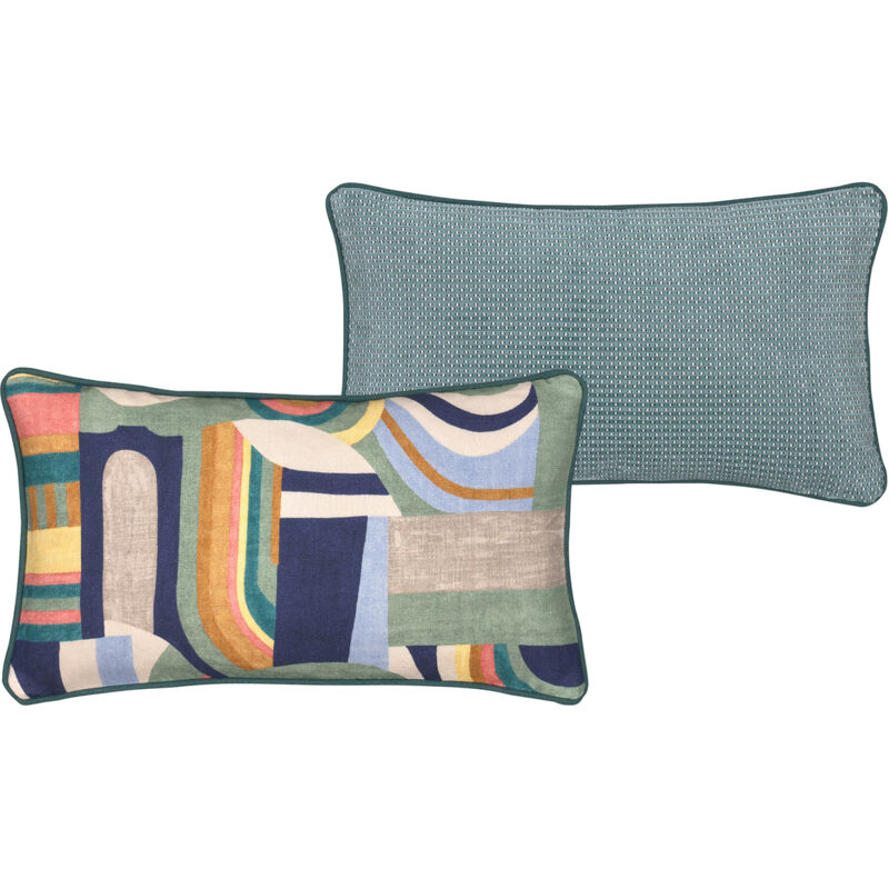 Housse coussin vladimir Pierre Frey lin imprimé géométrique, coloris lumineux, double face, 35 x 60cm