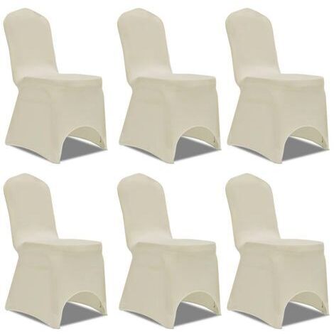 Housse crème extensible pour chaise 6 pièces DEC022490