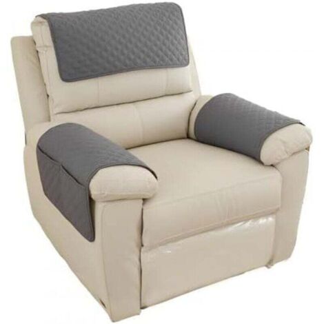 Housse D'accoudoir De Canapé, Imperméable Housse D'appui-tête pour Accoudoir, Housse De Fauteuil Antidérapante Matelassée, Protection De Meubles avec Poches (Gris Foncé)