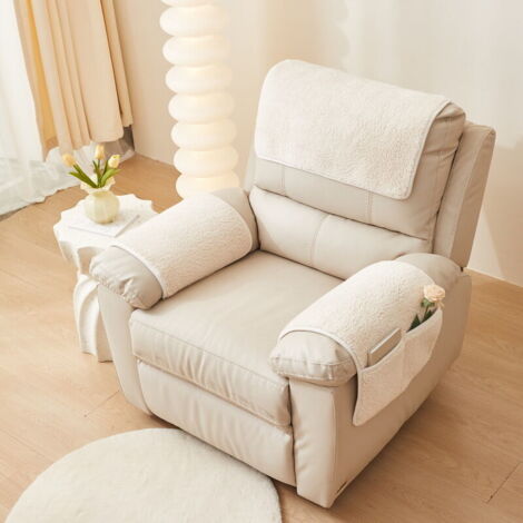 Housse d'accoudoir, protection pour fauteuil inclinable, pochette de rangement latérale, housse extensible pour accoudoir de fauteuil inclinable, fauteuil, canapé (beige, 1 place (3 pièces))