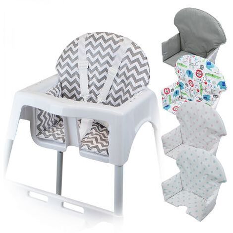 Housse d'assise pour chaise haute bébé – Zig Zag gris – Matière PVC anti-transpirant – Lavable en machine à 30°C – Monsieur Bébé