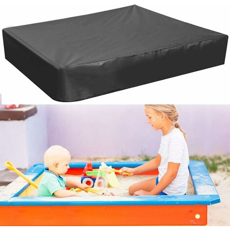 Housse de bac à sable Housse de bac à sable 120x120CM Toile imperméable pour bac à sable pour enfants Housse pour bac à sable en tissu Oxford pour piscine de jardin pour enfants - Noir-HARRY