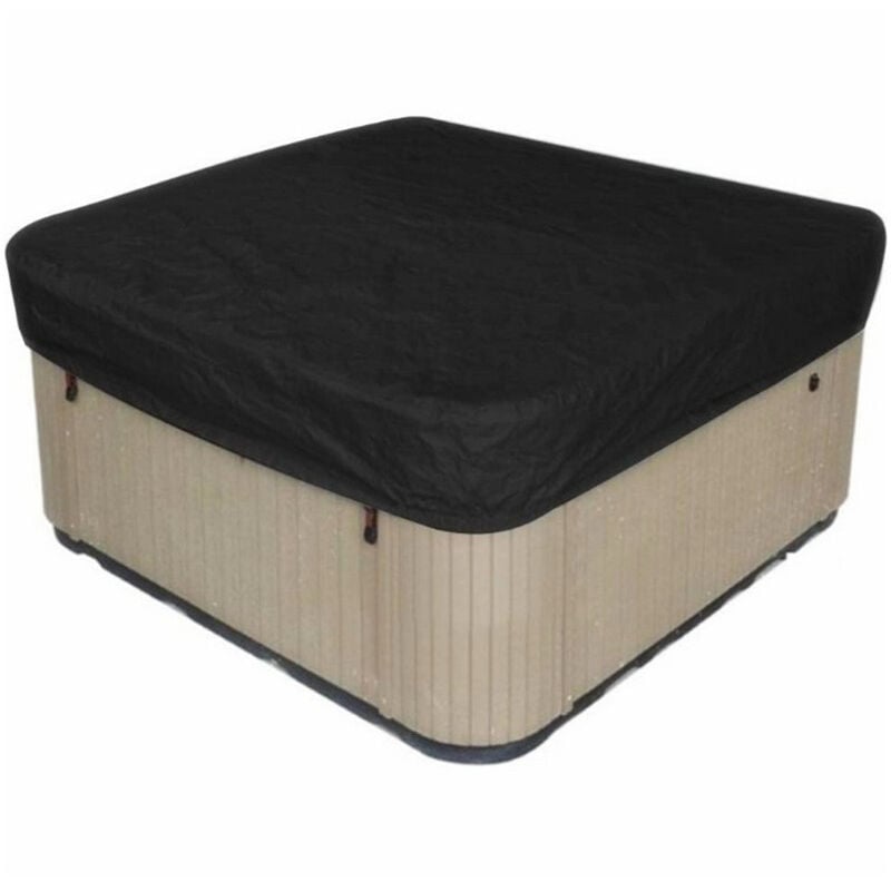 Housse de Bain à Remous Carrée Couverture Anti-poussière de Piscine Couvertures de Spa Extérieur Imperméables pour Baignoire/Bulle——Noir 220×220×30cm