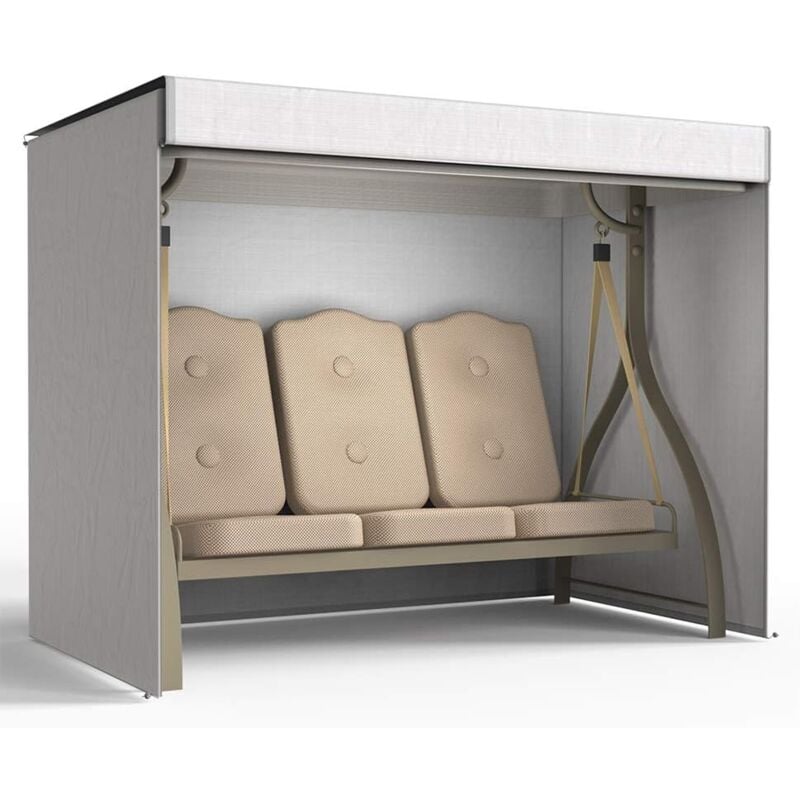Housse de Balancelle 3 Places Imperméable et Respirant en Tissu Oxford 210D Résistant Bâche de Balancelle Anti-UV Extérieur 220 x 170 x 125 cm (Gris)