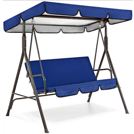 Housse de balançoire extérieure 210D argentée – Kit complet anti-pluie et anti-UV pour jardin, avec housse supérieure (195 x 125 x 15 cm) et housse de siège (150 x 50 x 10 cm) en bleu foncé-lsw