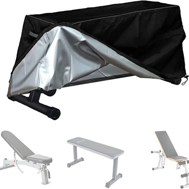 Housse de banc de musculation 150 x 46 x 52cm, tissu Oxford, imperméable et anti-poussière, avec aération en maille et cordon serrage, housse banc