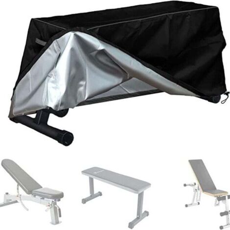 Housse de banc de musculation 150 x 46 x 52cm, tissu Oxford, imperméable et anti-poussière, avec aération en maille et cordon serrage, housse banc d'extérieur pour planche abdominale