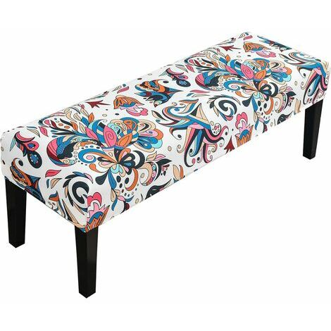 Housse de banc de salle à manger imprimée Housses de coussin de siège de banc imprimées Housse de banc rembourrée extensible Housses de chaise de salle à manger lavables amovibles pour chambre à couch