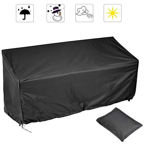 Housse de banc SJ102 - Tissu Oxford 420D enduit PU argenté - Imperméable anti-soleil - Noir - 4 places - 190x66x89cm