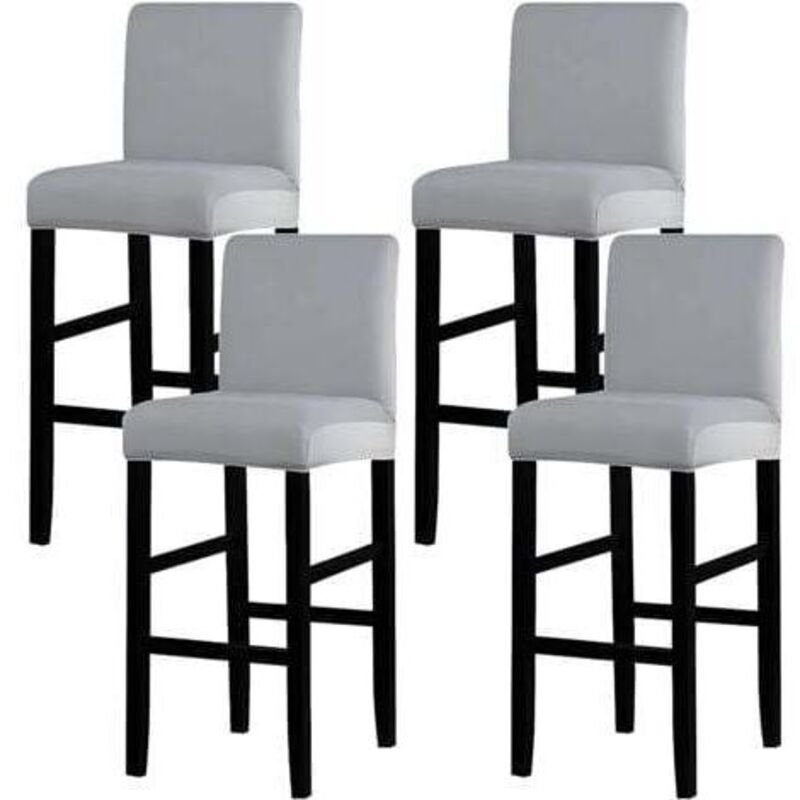 Housse de Bar Élastique 4 Pièces - housse tabouret de bar - housse chaise de bar avec dossier - Pour Tabourets Hauts - Anti-Taches - Respirable